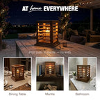 Premium 11.5" H Lantern Decorative Indoor & Outdoor - Large Wooden Candle Lantern & Plant Stand for Holiday Decor, Farmhouse, Patio, Table | Golden Teak Finish