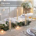 Glasseam Hurricane Taper Candle Holders: Set of 3 Glass Candlestick Holders with Clear Tall Cylinder Candle Sleeves for Centerpiece Table Outdoor Wedding Home Decor 9.84''/11.84''/13.78'' - size: Hurricane+Candlestick