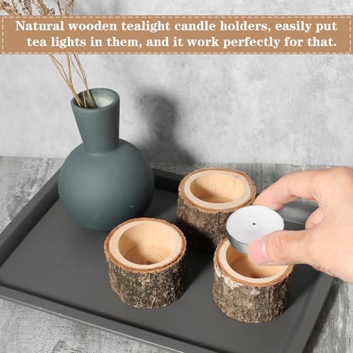 SHENLIU 20 PCS Wooden Tea Light Candle Holders, Rustic Wood Votive Candle Holders, Rustic Wood Votive Candles Holder for Table Decoration Vintage Tealight Holder Candles Stands Bulk for Wedding