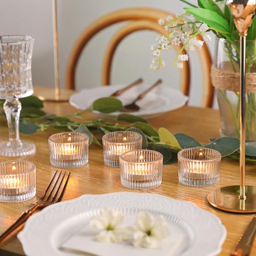 Lanttu Clear Tealight Candle Holder Set of 12, Small Votive Candle Holders for Wedding, Glass Tea Light Candles Holder for Party&Home Decor, Table Centerpiece (2''Dia*1.4''H) - color: Clear