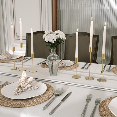 zeochyni Matte French Gold Candle Holders Set of 6, Elegant Candlestick Holders for Wedding Centerpieces Dining Tables Parties Home Decor Events, Taper Candle Holders Fit 3/4 Inch Candles - color: French Gold