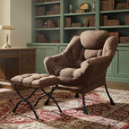 Tiita Lazy Chair with Ottoman, Brown Modern Large Accent Chair, Comfy Leisure Sofa Armchair with Ottoman, Reading Chair with Footrest for Bedroom, Living Room, Dorm Rooms, Brown - color: Peach Skin Brown