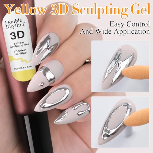 Double Rhythm 0.5 Oz 3D Nail Gel Art Sculpting No Wipe Polish for Designs DIY for Drawing, Molding, and Decoration (3D Sculpting Gel Yellow) - color: Yellow