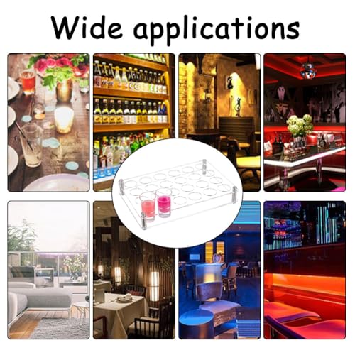 NBEADS 24 Shot Glass Tray Holder, Clear Bar Acrylic Shot Glasses Holders Wine Cup Serving Tray Cups Organizer Shot Glass Display for Party Bar Club, Hole: 1.7 Inch - color: Clear