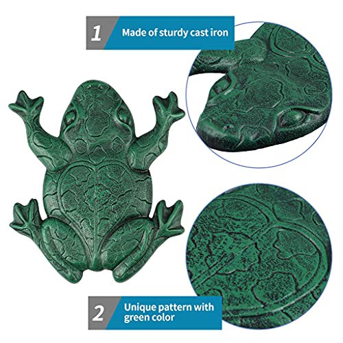 MDLUU Frog Stepping Stone, Cast Iron Frog Art, Decorative Flagstone for Garden Walkway, Yard, Patio Decor - size: Frog