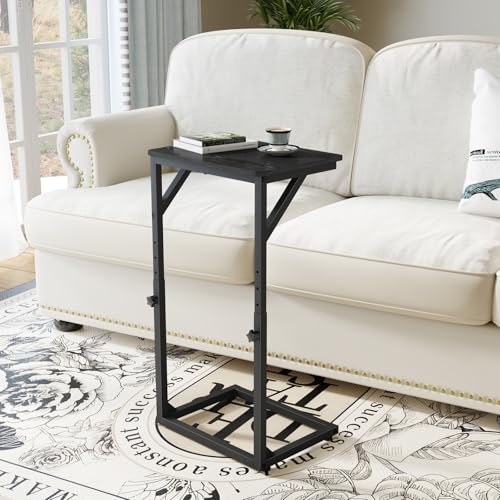 5-Level Adjustable C-Shaped End Table, Small Side Table for Couch, Sofa TV Tray Table for Living Room, Bedroom, Bedside ET-ZA-BKW1 - color: Black