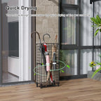 AWTATOS Umbrella Holder Entryway, Umbrella Stand Freestanding, Metal Square Umbrella Rack Organizer with a Removable Drip Tray, Hooks, Black - color: Black