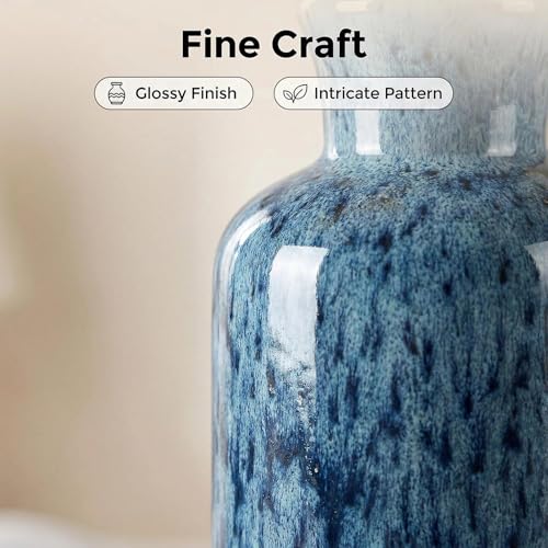 CwlwGO-Blue Ceramic Vases Set,Small Vase Sets,Farmhouse Country Vases Home Decor,Living Room Table Decoration,Shelf Decor,and Entrance Decoration Centerpieces. - color: Light Blue
