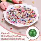 PATIKIL 1000 Pcs No Hole Pearls, 3mm 4mm 5mm 6mm 8mm Mini Round Faux Pearl for Art Crafts Jewelry Making Nail Vase Filler Birthday Wedding Party, Dark Green - color: Dark Green