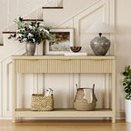 Lulive 51" Fluted Console Table for Entryway, Entryway Table with 3 Wooden Drawers, Farmhouse Behind Sofa Table for Living Room, Hallway, Couch, Foyer - color: Natural