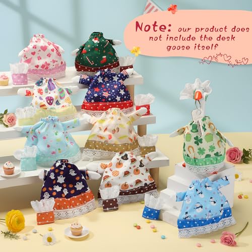 Weysat 10 Set Holiday Mini Desk Goose Outfit 250th Anniversary Summer Mexican 4th for July Magnetic Geese Statue Felt Fabric Costume for 7 Inch Desktop Goose Table Decor Gifts(Lovely Style,Fabric) - style: Lovely Style
