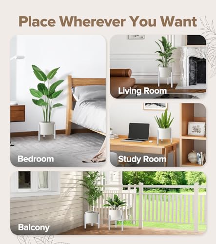 Plant Stand Indoor Adjustable, Metal Modern Indoor Plant Stand, Heavy Duty Plant Stands Outdoor Corner, Stable Plant Holder, Fits 8 to 12 Inches Pots, White, 1 Pack, Pot & Plant Not Included - color: White, size: 1 Pack
