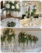 YALLOVE 2 Pack 23.75 Inch Gold Wedding Flower Stand Metal Vase Column Stand Geometric Centerpiece Vase for Home Party Wedding Decorations, Rectangular Flower Display Rack - size: 23.75 Inch