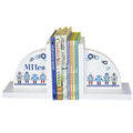 My Bambino Personalized Bookends for Kids | Bookends White Wood Book Ends for Children's Books (Robots) | Custom Name Book Ends | Nursery & Kids Room Gift - color: Robots