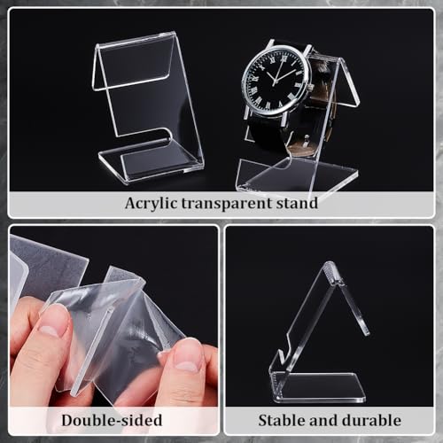 PH PandaHall 2PCS Acrylic Watch Display Stands, Clear Watch Holder Organizer Jewelry Watch Rack Single Watch Display Holder Showcase for Men Watch Bracelet Display Home Decor Retail Use, 2x1.8x2.5