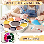 5" Porcelain Watercolor Palette - Plum Blossom Ceramic Artist Paint Palette with Mixing Tray for Painting and Craft Projects - color: Small White