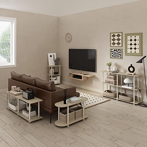 Furinno Turn-N-Tube No Tools 3-Tier Modern Oval Side Display Rack, Bauhaus Oak/Beige - color: Bauhaus Oak/Beige, size: 3-Tier Oval