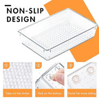 HOUSE DAY Desk Drawer Organizer Bins 6 PCS, 9*6*2" Clear Drawer Organizers with Silicone Pads, Vanity Organizers and Storage, Non Slip Plastic Drawer Organizer for Makeup, Bathroom, Kitchen, Office - size: 6 Pack -9x6x2"