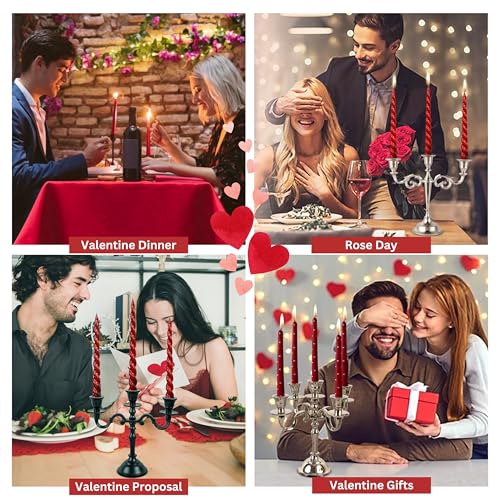 Rely+ Silver Candle Holder Set of 2 - Decorative Taper Candle Stick Candle Holder Candlestick Holders for Taper Candles Home Decor Modern Easter Candle Holders for Dinner, Party - color: Silver