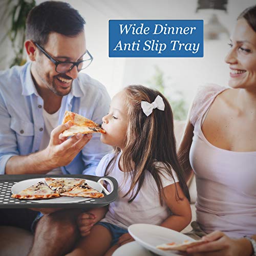 Food Trays for Eating on Couch - 2 Pack - Non Slip Dinner Trays for Eating Set of 2 Non Slip Serving Tray and Food Tray with Handles (Black & White) - color: Black and White - 2 Pack