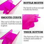 Hot Pink Acrylic Vase, 8-Inch Wave Shaped, Modern Centerpiece, Home Office Decor - color: Hot Pink
