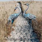 37-40Inch Outdoor Crane Garden Statues, Blue Heron Garden Statues, Large Metal Cranes for Yard, Lawn, Patio, Pond, Set of 2 - color: Blue