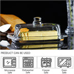 8'' Art Glass Butter Dish with Lid,Classic Covered 2-Piece Butter Container For Countertop,Multi-Purpose Preserving Serving Dessert Tray Bowl,Dishwasher Safe - size: 8 inches