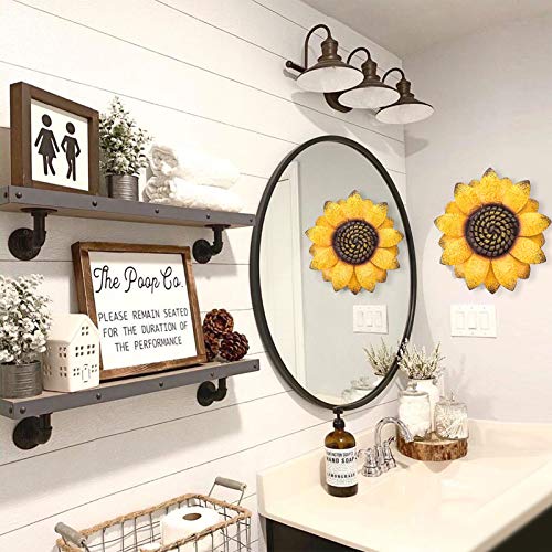EASICUTI Sunflower Metal Flowers Wall Decor Metal Wall Art Decorations Hanging For Indoor Outdoor Home Bathroom Kitchen Dining Room Bedroom Living Room Or Wall Sculptures 12 Inch - color: Yellow Sunflower-C