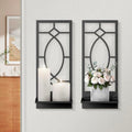 Candle Wall Sconces Set of 2, Black Metal Minimalism Wall Candle Holder for Living Room, Dining Room, Bedroom, Bathroom (2 Pack, 16.5 x 7 in) - color: Black Fashion