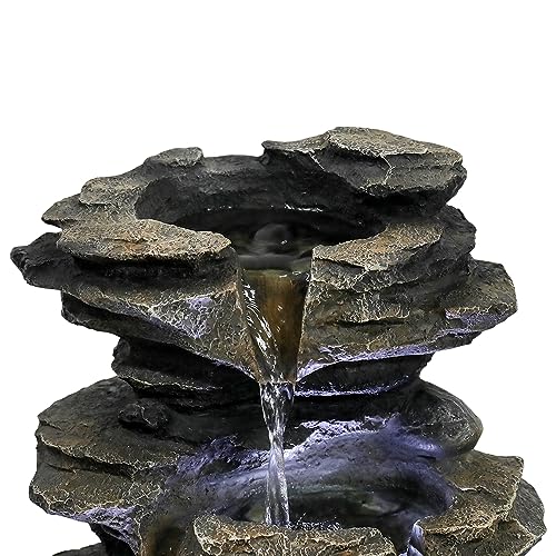 15.7" High Rock Cascading Tabletop Fountain, Zen Meditation Indoor Waterfall Feature with LED Light for Home Office Bedroom Relaxation - color: 15.7"