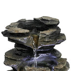 15.7" High Rock Cascading Tabletop Fountain, Zen Meditation Indoor Waterfall Feature with LED Light for Home Office Bedroom Relaxation - color: 15.7"