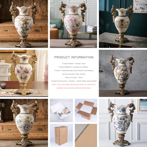 Tall Table Modern Vase,Large Ceramic Flower Vases for Shelf Home Decor,Creative Classic Pink Vase 16.5 inch,Sophisticated Vessel for Decorative Branches and Dried Flower. (Butterfly Flower) - color: Butterfly Flower