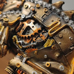 GENUINQ Steampunk Lizard Chameleon Statue Hand Painted Sculpture Resin Cyborg Sci-fi Collectible Figurine with Cool Gear for Home Table Book Shelf Man Cave Decor Gold