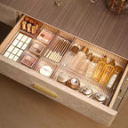HOTOOLME 14PCS Clear Drawer Organizers Bins, 4 Size Clear Makeup Drawer Organizer, Stackable Vanity Drawer Organiser Trays, Bathroom Drawer Storage for Cosmetics, Office Supply - style: 14 Pack