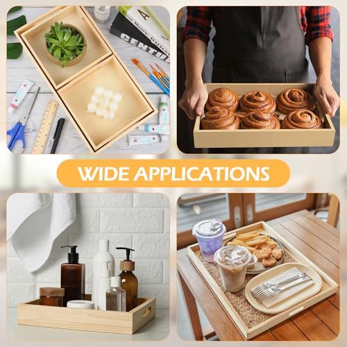 Aodaer 7 Pieces Wooden Trays, Wooden Nested Serving Trays, Rectangular Shape Serving Tray with Handles for Kitchen Party Dinner Snacks