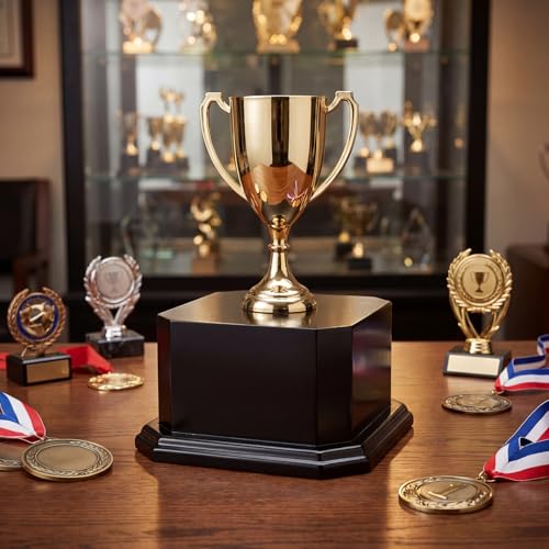 Chunful Wood Base Trophy Base DIY Square Stand Blank for Trophies Awards Trophies Figurines Cups Display Stand - color: Glossy Black, size: 6.5" X 6.5" X 5"