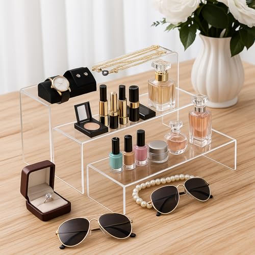 Chuangdi 2 Sets Large Acrylic Risers Display Stands for Figures Collectibles, Shelf Showcase for Dessert Cupcake Candy Treat Action Product Jewelry(Clear,Extra Large Set) - color: Clear, size: Extra Large Set