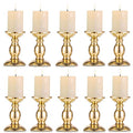 Nuptio Pillar Candle Holders, Wedding Centerpieces Metal Candle Holder Candles Stand Decoration Ideal for Weddings Special Events Parties Living Room (10 x S, Gold) - size: 10 x S