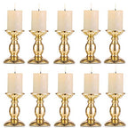 Nuptio Pillar Candle Holders, Wedding Centerpieces Metal Candle Holder Candles Stand Decoration Ideal for Weddings Special Events Parties Living Room (10 x S, Gold) - size: 10 x S