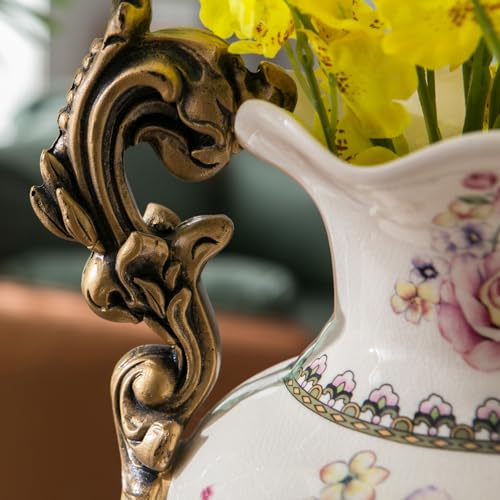 Tall Table Modern Vase,Large Ceramic Flower Vases for Shelf Home Decor,Creative Classic Pink Vase 16.5 inch,Sophisticated Vessel for Decorative Branches and Dried Flower. (Bird Bloom Pink) - color: Bird Bloom Pink