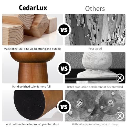Pillar Candle Holders Set of 3， Wooden Candle Holders， Decorative Wood Candlestick Holders for Living Room, Table Centerpiece for Wedding, Christmas, Party, Home - 4", 6", 8"