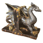 Large Steampunk Fantasy Dragon Statue, Decorative Bookends for Heavy Books, Unique Book Ends Decor for Shelves.