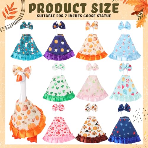 Weysat 10 Set Holiday Mini Desk Goose Outfit 250th Anniversary Summer Mexican 4th for July Magnetic Geese Statue Felt Fabric Costume for 7 Inch Desktop Goose Table Decor Gifts(Cute Style,Fabric) - style: Cute Style