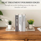 MyGift L-Shaped Decorative Bookends, Transparent Heavy Duty Non-Skid Book Ends Stopper for Shelves Home Office School, 1 Pair, Premium Hotel Style Clear Thick Acrylic