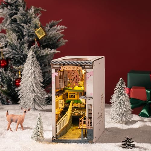 Rolife DIY Book Nook Kit Sakura Densya, DIY Miniature Booknook Kit Creative Decorative Bookend Bookshelf Insert 3D Puzzles for Adults, Halloween/Christmas Decorations/Gifts for Adults (Sakura Densya) - color: TGB - Sakura Densya
