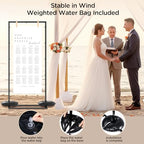 Welcome to Our Wedding Sign Stand, Adjustable Portable Seating Chart Holder for Wedding Entrance Reception, Black Metal Linen Fabric Display Easel with Design Bundle & Hanging Straps for Party Décor