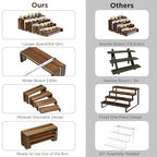 HBlife 2 Set Widened Acacia Wood Display Risers for Vendor Events, Stackable Modular Cupcake Stand Buffet Risers, Dessert Table Display Set, Tiered Display Shelves for Perfume/Figures/Collectibles
