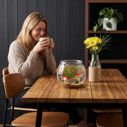 Geelin 0.8 Gallon Plastic Fish Tank Large Bowl Shatterproof with Crystal Clear Clarity for Terrarium, Flower Vase Centerpiece Gift for Fish Lovers (Round) - size: 0.8 Gallon, style: Round