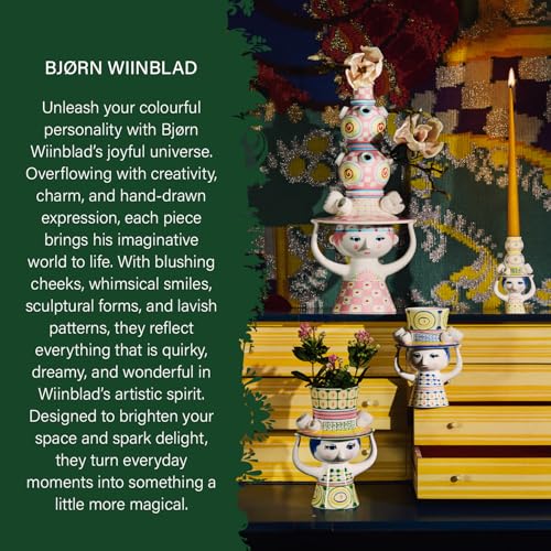 Bjørn Wiinblad Lady with Hat Candleholder | Hand-Painted Glazed Ceramic | Pink | 6.3 in