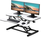 FITUEYES Height Adjustable Standing Desk 36” Wide Sit to Stand Converter Stand Up Desk Tabletop Workstation for Laptops Dual Monitor Riser White SD309103WW - color: White